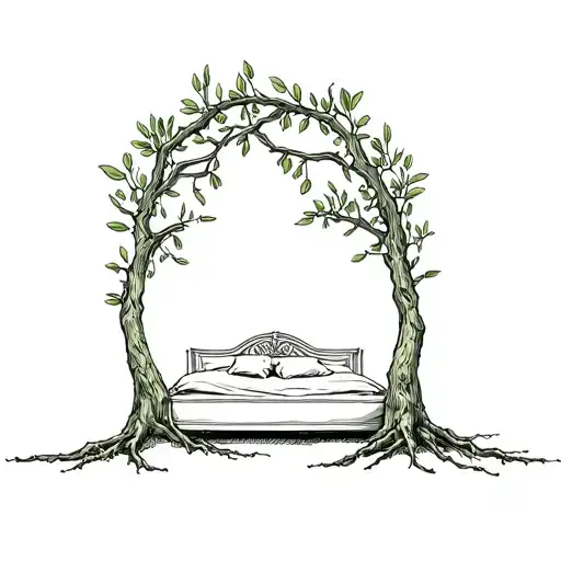 Wedding Bed In Olive Tree With Roots