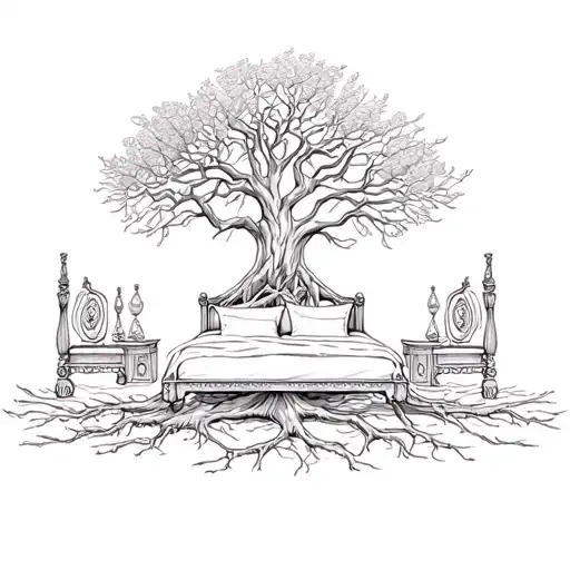 Wedding Bed In Grand Olive Tree With Roots