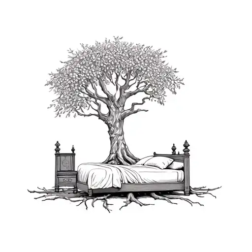 Wedding Bed In Large Grand Olive Tree With Roots