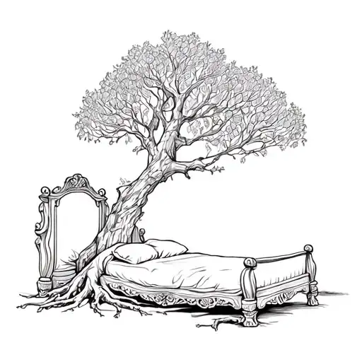 Wedding Bed In Large Grand Olive Tree With Roots