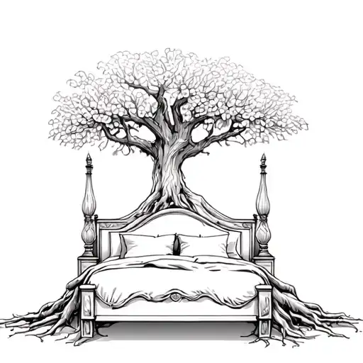 Wedding Bed In Large Grand Olive Tree With Roots
