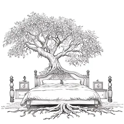 Wedding Bed In Large Grand Olive Tree With Roots