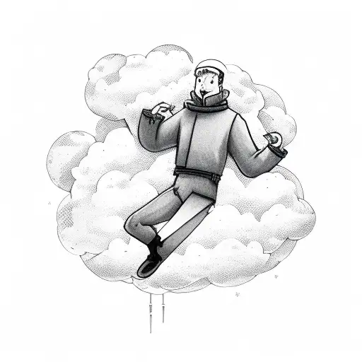 Falling Man With Cloud On His Head