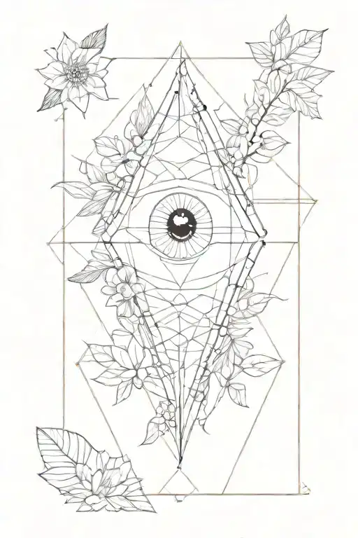 Feminine Eye Inside Geometric Rectangle Lines And Nature Simple