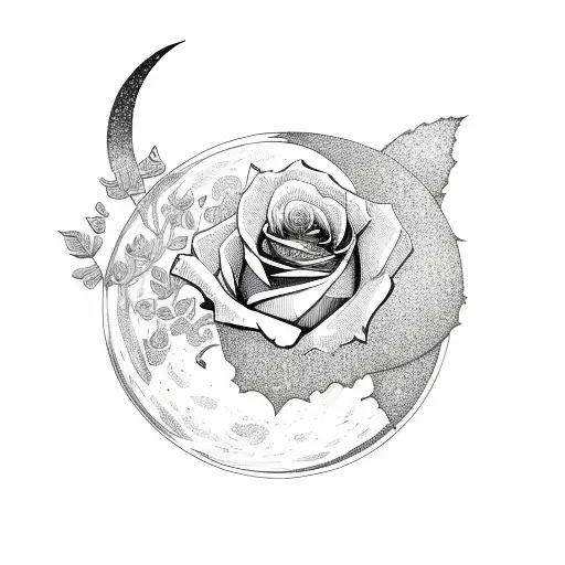 Moon With Roses And Crystals