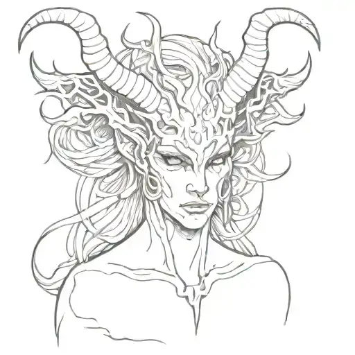Demon With Horns Holding An Female