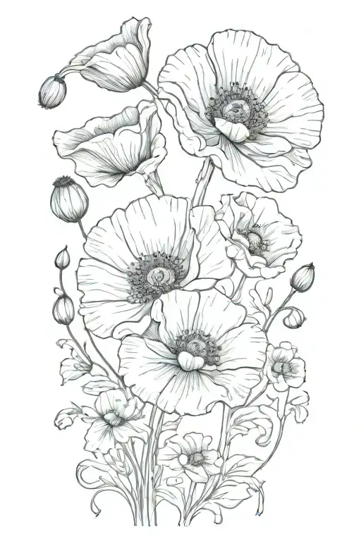 Poppy Flowers Curved