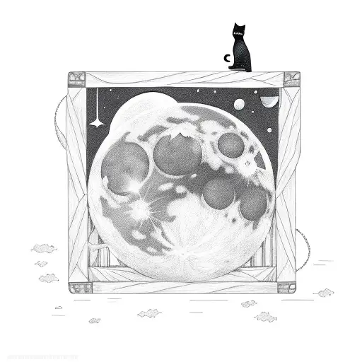 Crate A Black Cat Floating In The Middle Of The Space And The Moon As A Background