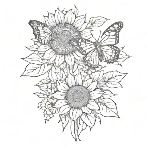 Butterfly And A Sunflower