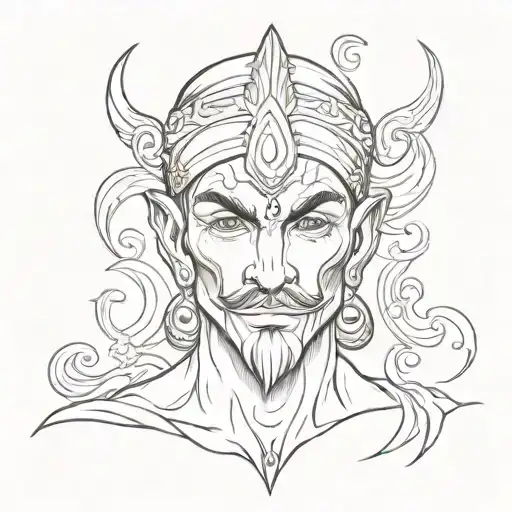 Male Genie Face Tattoo Design
