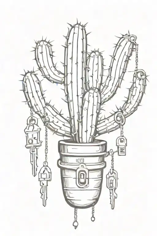 Cactus With Keys Hanging