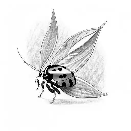 Ladybug Loving On A Leaf