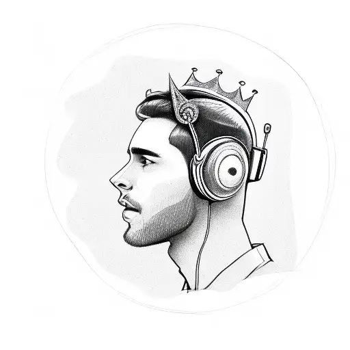 Singer With A Crown Made Of Headphones
