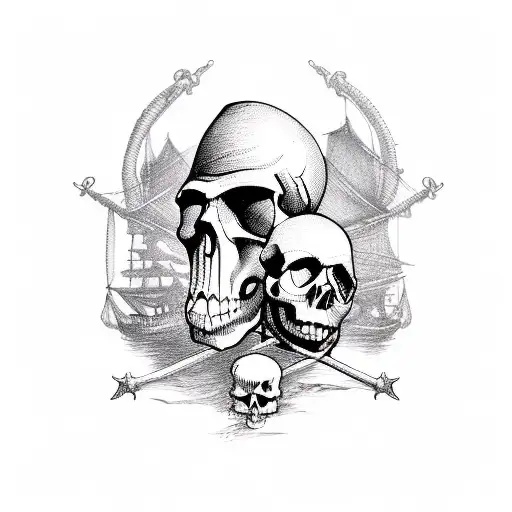 Pirate Ship With Skull Jolly Roger