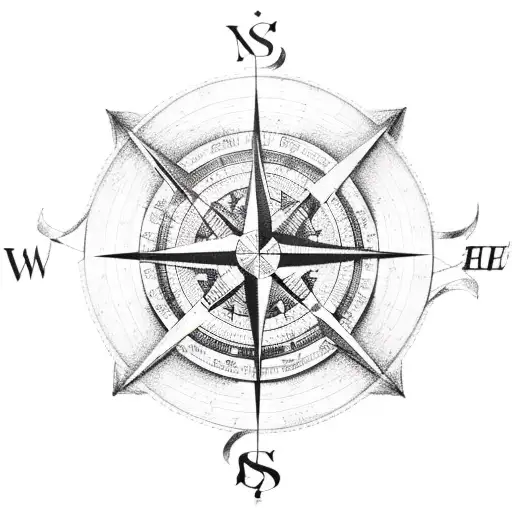 A Compass Intertwined With A Ship's Anchor