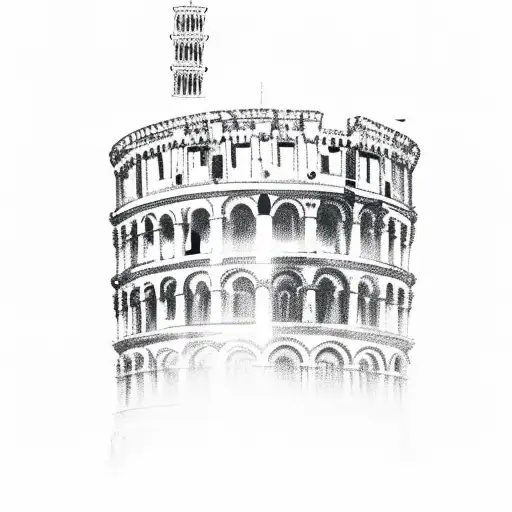 Sketch Of Famous Italian Rapper In Front Of The Leaning Tower Of Pisa