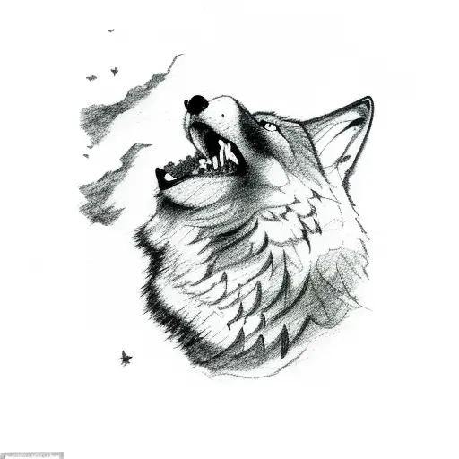 Wolf Howling Above Rocks