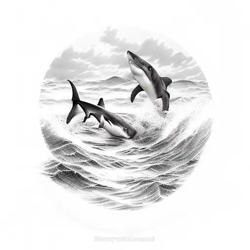 Shark Wave Sea Island Life