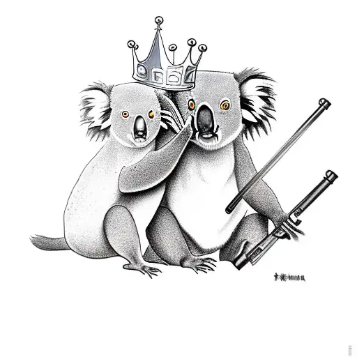 Koala With Crown And Gun