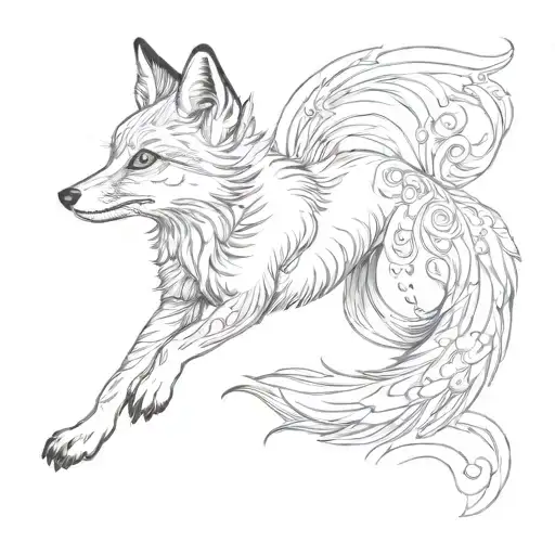 Leaping Fox Full Body Side View