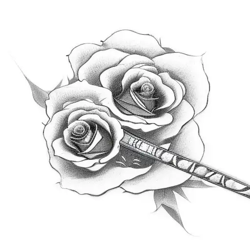 Japanese Katana With Roses