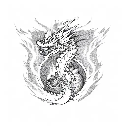 A Dragon Breathing Fire With Musical Notes As Flames