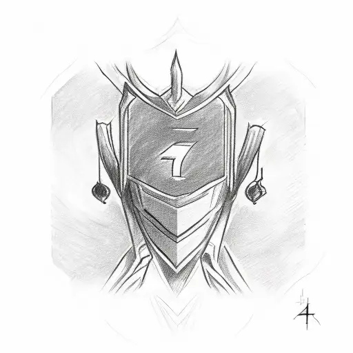 A Sketch Of Jhin's Ultimate Ability With The Number 4 In The Background