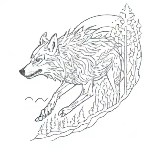 Night Time Forest Wolf