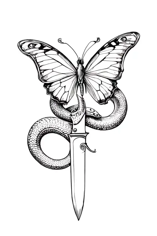 Knife With A Butterfly Snake