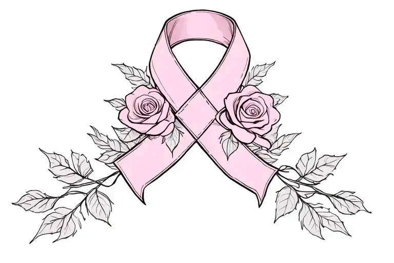 Coverup Breast Cancer Ribbon With Roses Intertwined