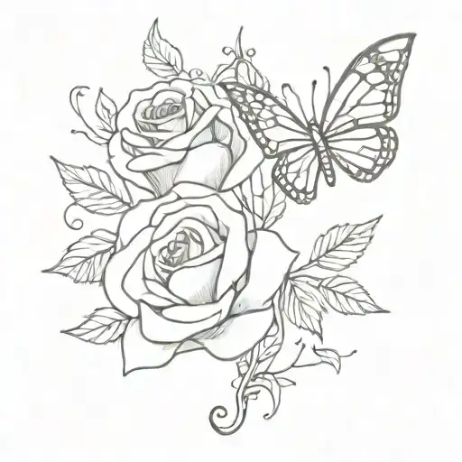 Butterfly Rose Music Notes Floating