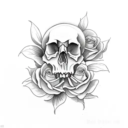 Skull And Roses In A Koi Pond
