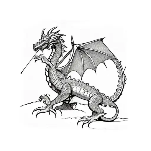 Mountain Scene In The Silhouette Of The Welsh Dragon