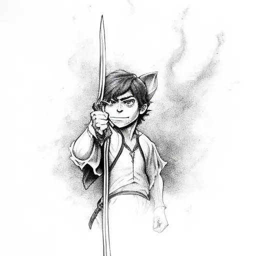 Angry Peter Pan Holding A Sword