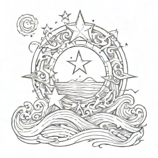 A Star Above Waves Flowing