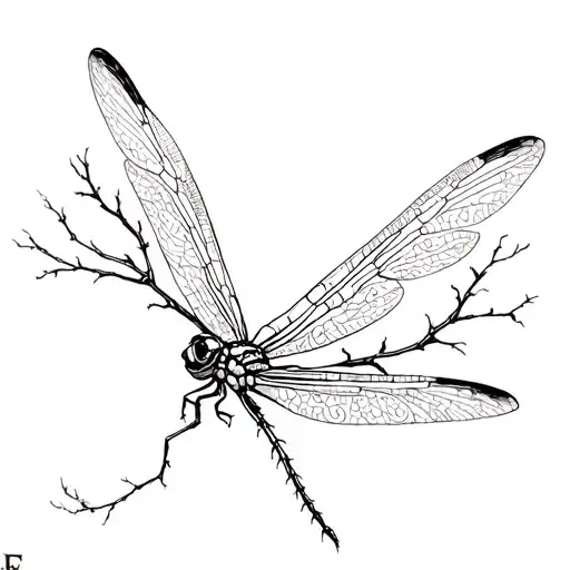 Dragon Fly With Branches
