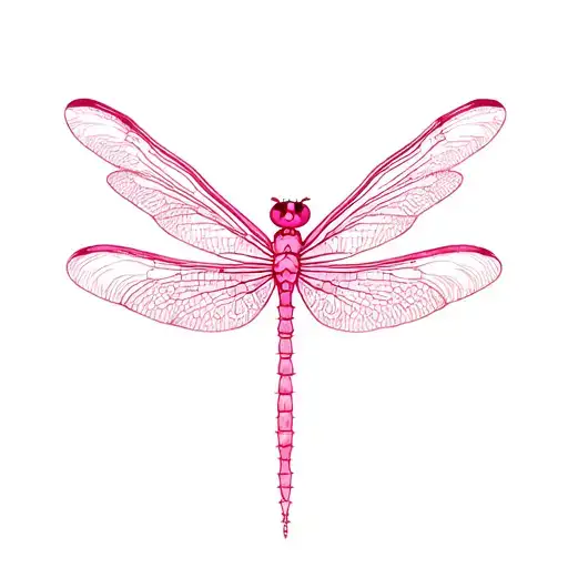 Pink With Dragonfly Looking With Open Wings