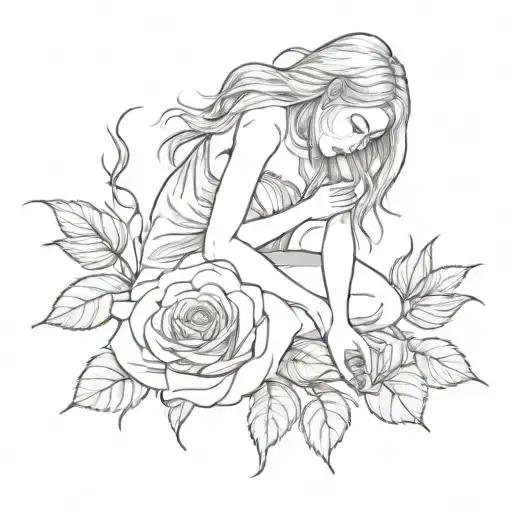 Girl On Knees With Head As A Rose Blooming
