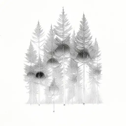 A Family Of Moths Flying Among A Forest Of Trees