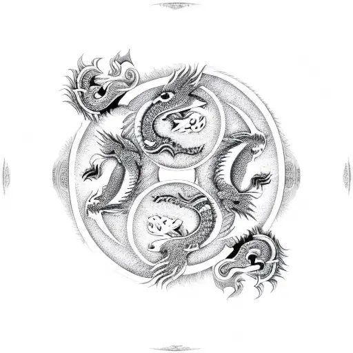 Dragon And Tiger Intertwined In A Yin-yang Symbol