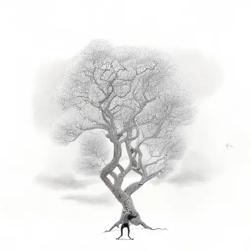 Tree Resembling A Family Of Five With With A Single Mother