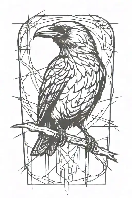 Evil Crow In A Graffiti And Minimalist And Stencil Style