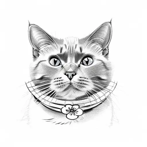 Cat Muzzle With Flowers