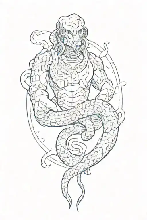 Golem And Snake Tattoo Astrological Sign