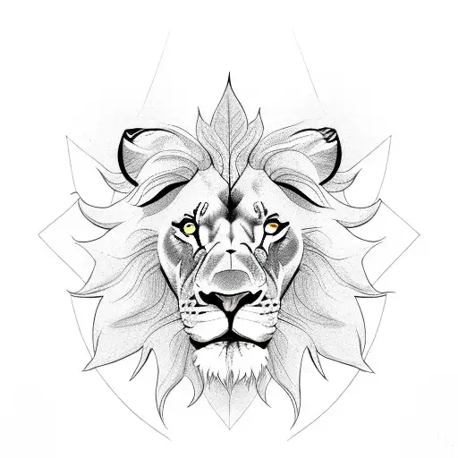 Lion's Eyes In The Outline Of A Maple Leaf