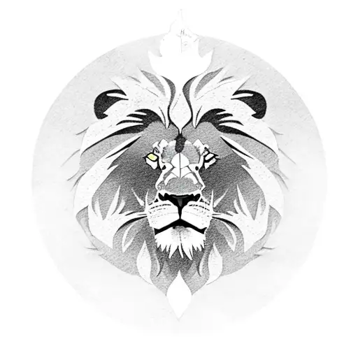 Lion Eyes Framed By The Outline Of A Maple Leaf