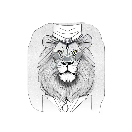 Lion With A Suit And Tie On