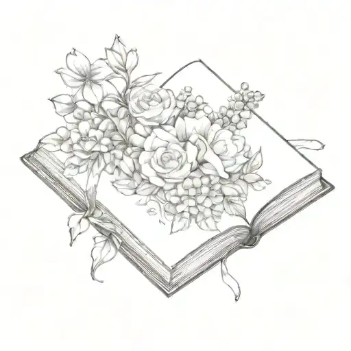 Open Book Surrounded By Flowers