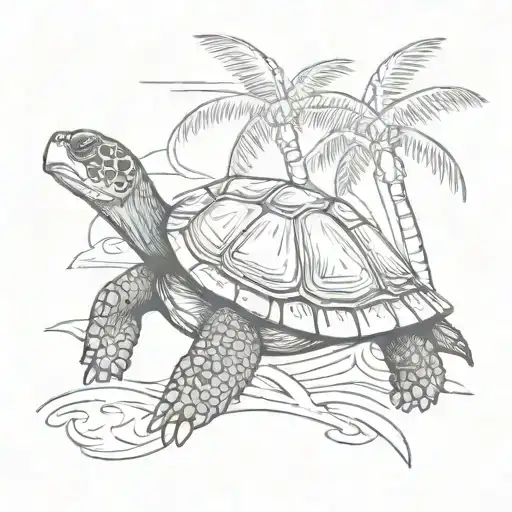 Turtle With Palm Tree