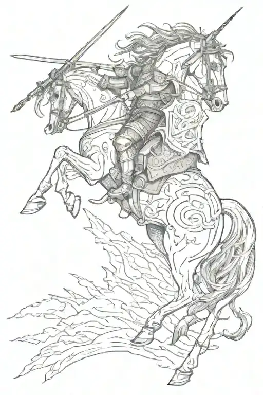 Battle Scene Crusade Horse Holding A Sword